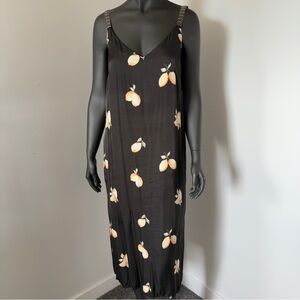 YAYA Black Orange Print Maxi Dress Size 38 (P2P 18.5)